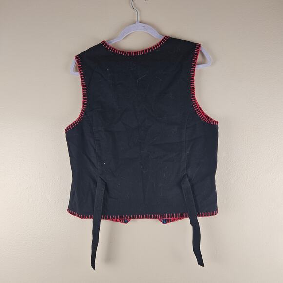 Arroyo Vintage Aztec Embroidered Southwest  Button Up Vest With Boho Touch Sz M - Picture 2 of 6